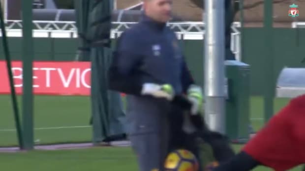 Virgil Van Dijk's first ever training session with Liverpool